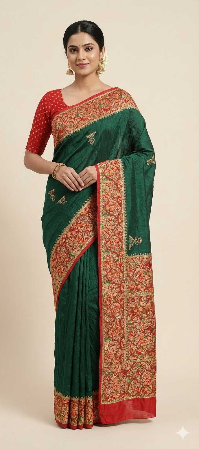 Souled Crushed Silk Saanjh Saree