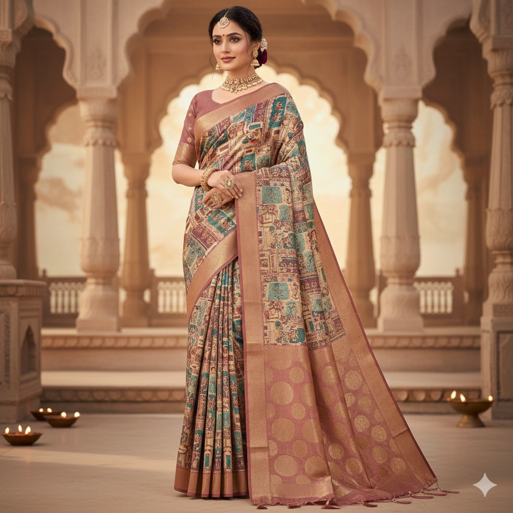 Souled Mughal Print Saanjh Saree
