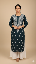 Souled Rayon Chikankari Women's Long Kurta