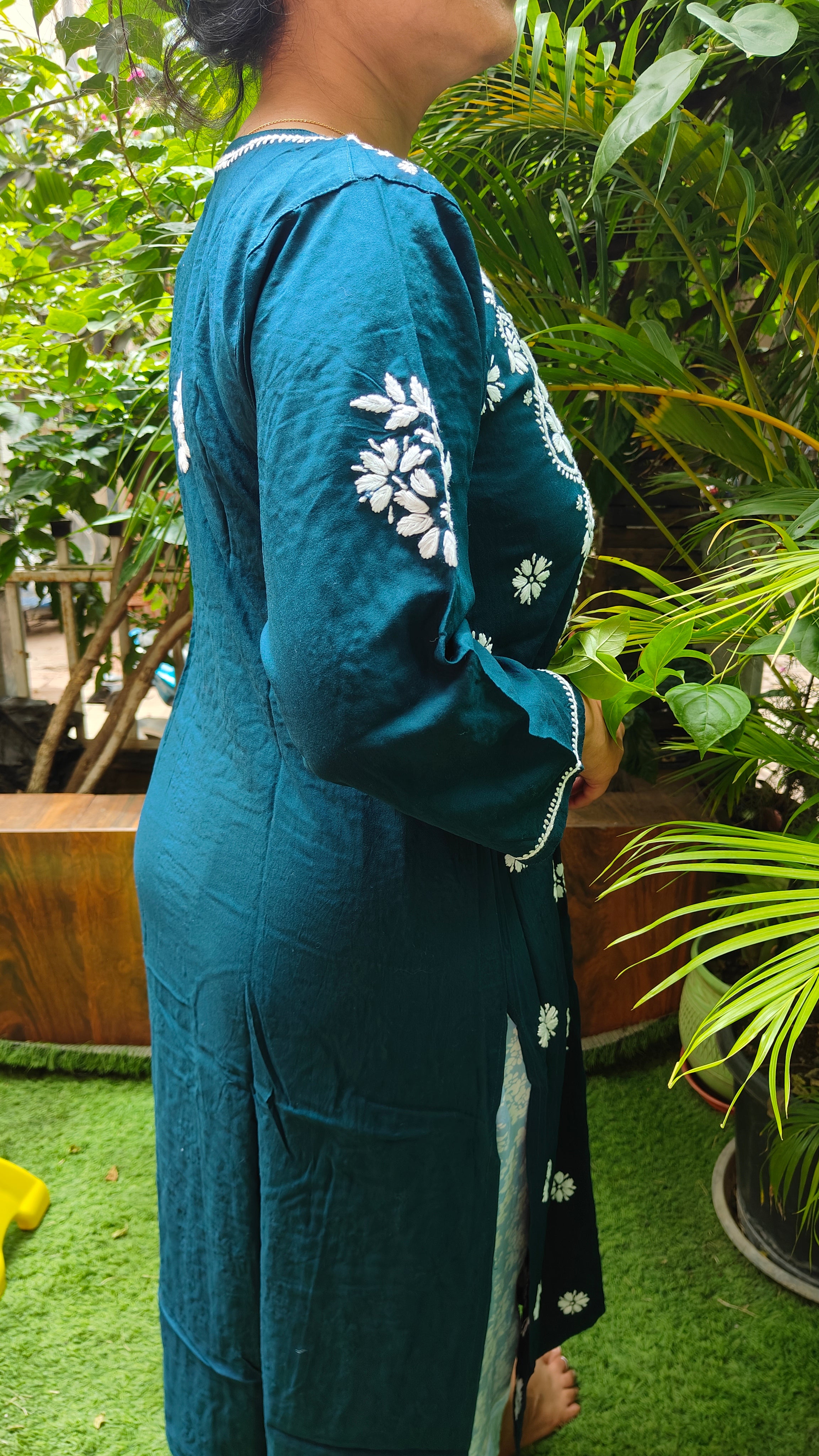 Souled Rayon Chikankari Women's Long Kurta