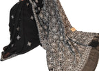 Midnight Black Georgette Chikankari Saree – Intricate Pallu & Border Work
