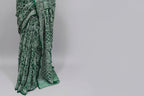 Forest Green Georgette Chikankari Saree – Full Jaal Hand-Embroidery