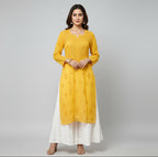 Souled Georgette Chikankari Kurta With Inner Slip