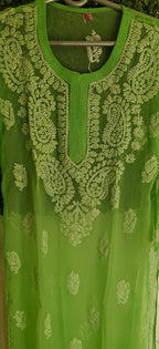 Souled Georgette Chikankari Straight Kurta with Inner Slip