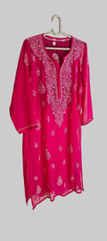 Souled Georgette Chikankari Straight Kurta with Inner Slip