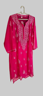 Souled Georgette Chikankari Straight Kurta with Inner Slip