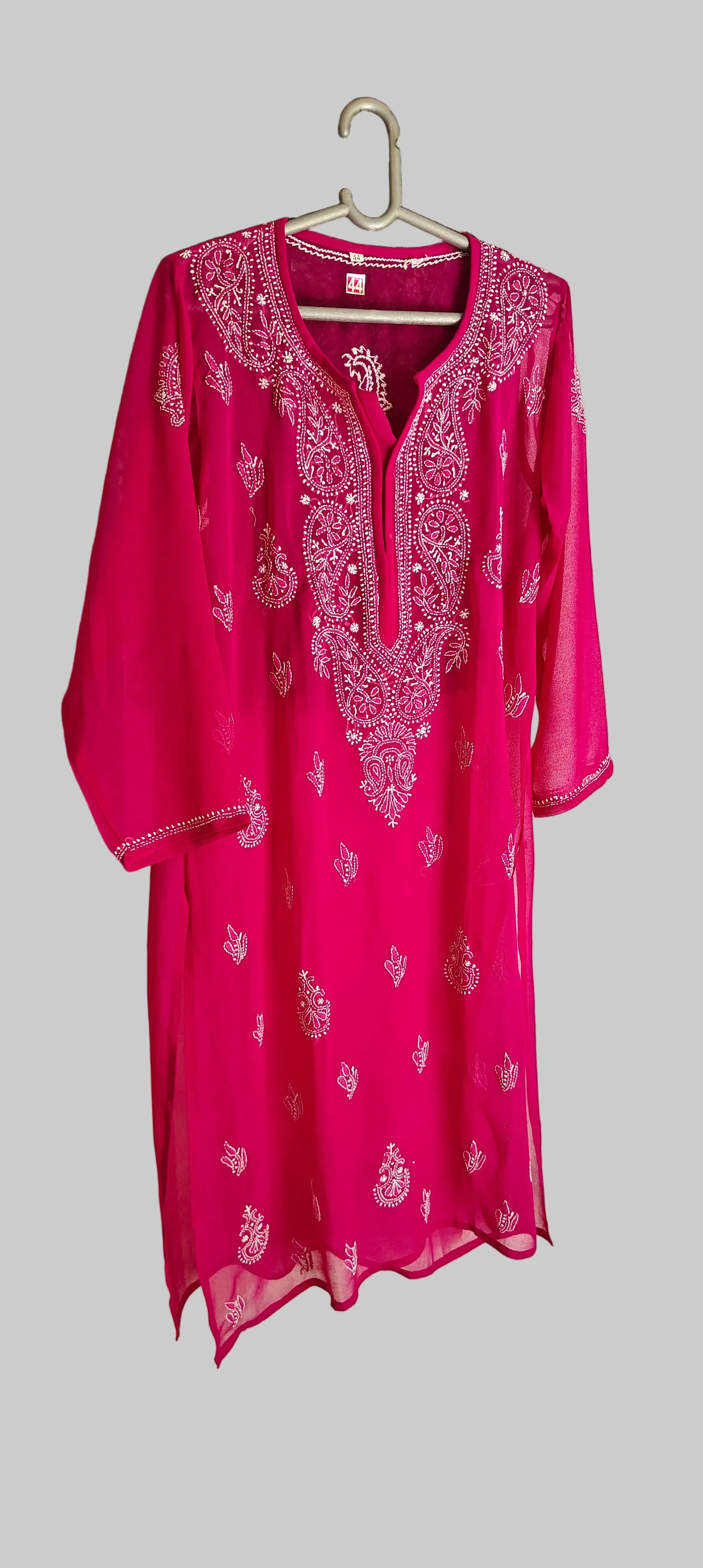 Souled Georgette Chikankari Straight Kurta with Inner Slip