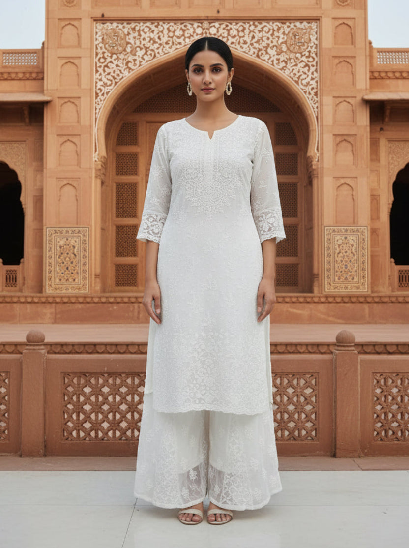 Chikankari Georgette Sharara\Plazzo Pant