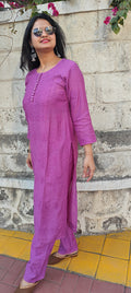 Souled Chanderi Chikankari Handwork Kurta set with Bottom