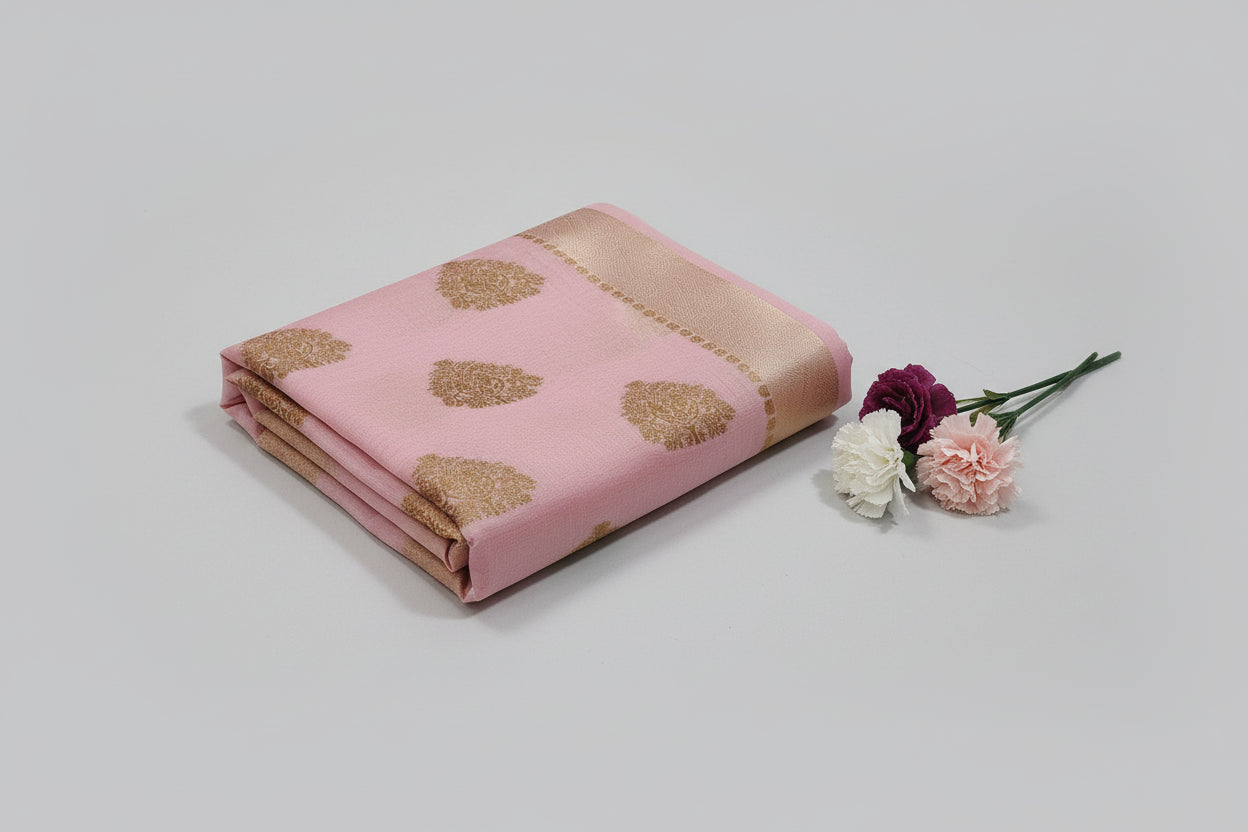 Delicate Pastel shade Chanderi Silk-Cotton Blend Saree