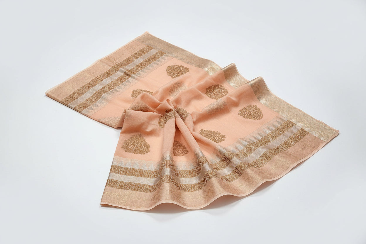 Delicate Pastel shade Chanderi Silk-Cotton Blend Saree