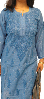 Souled Chikankari Banarasi Cotton Kurta Set with zari work