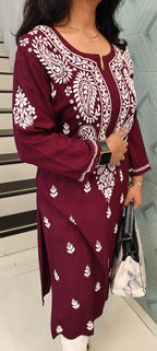 Souled Rayon Chikankari Women's Long Kurta