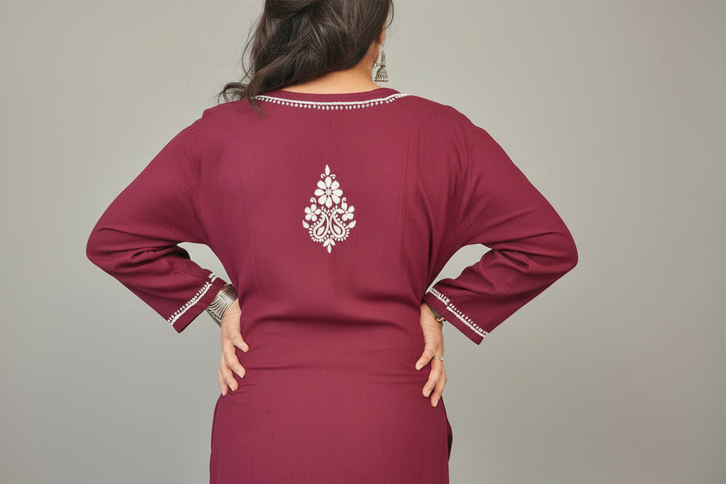 Souled Rayon Chikankari Women's Long Kurta