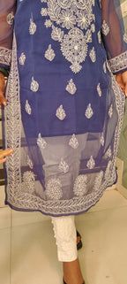Souled Georgette Chikankari Kurta with Inner Slip
