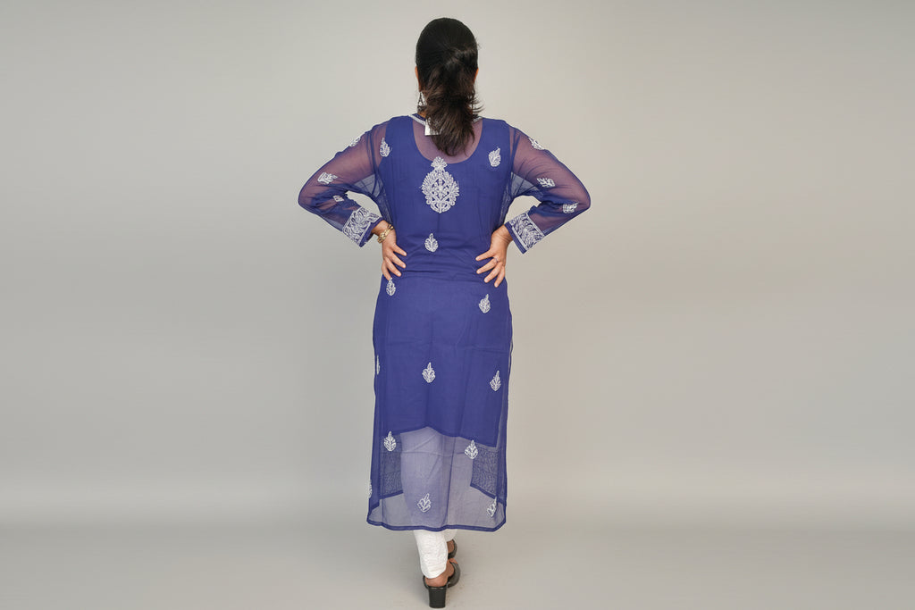 Souled Georgette Chikankari Kurta with Inner Slip