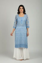 Souled Georgette Chikankari Straight Full Work Kurta with Inner Slip