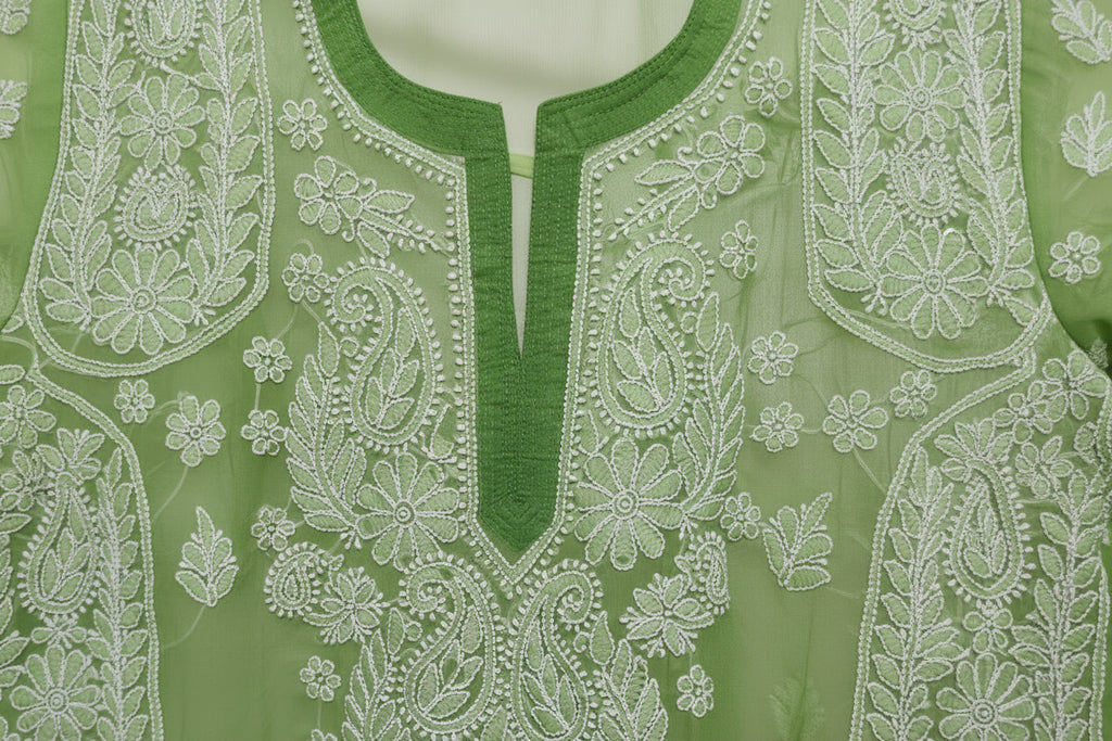 Souled Georgette Chikankari Kurta with Inner Slip