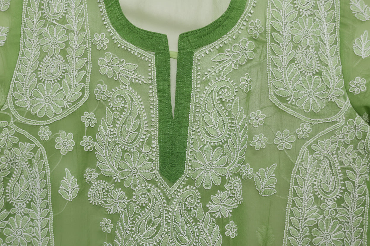 Souled Georgette Chikankari Kurta with Inner Slip