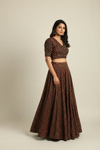 Vintage Ajrakh Hand-Block Blouse with Puff Sleeves