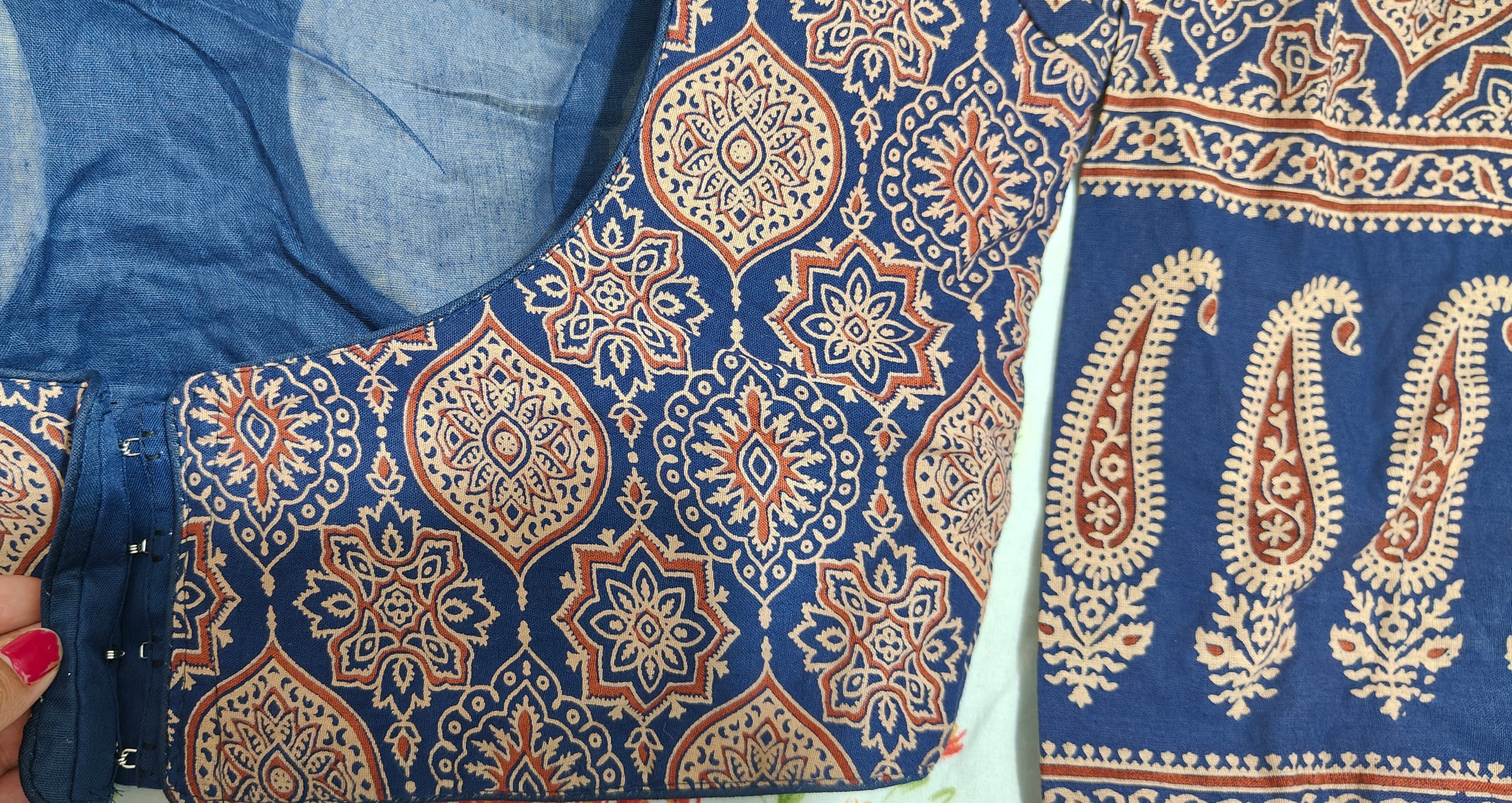 Classic Ajrakh Full-Sleeves Cotton Blouse