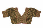 Vintage Ajrakh Hand-Block Blouse with Puff Sleeves