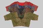 Vintage Ajrakh Hand-Block Blouse with Puff Sleeves