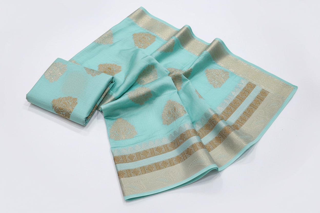 Delicate Pastel shade Chanderi Silk-Cotton Blend Saree