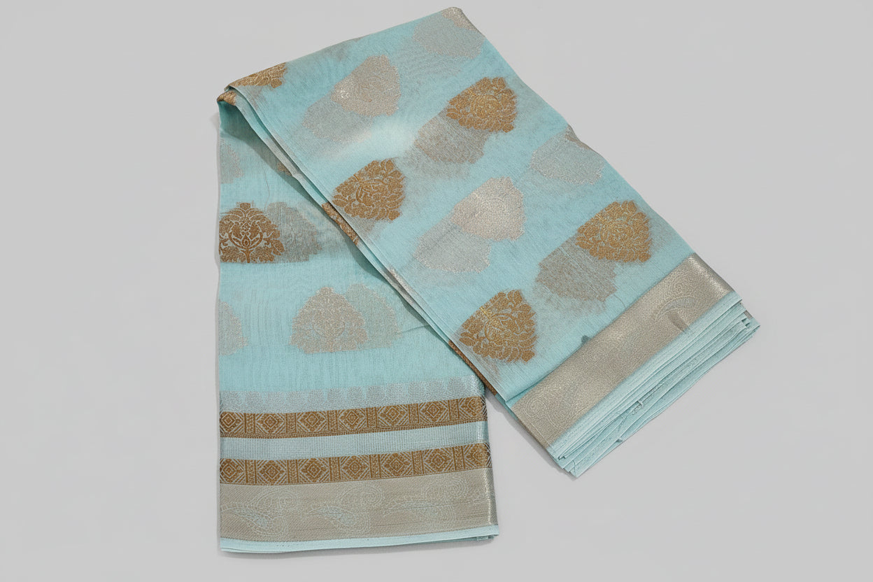 Delicate Pastel shade Chanderi Silk-Cotton Blend Saree