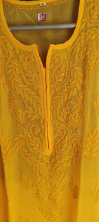 Souled Georgette Chikankari Kurta With Inner Slip