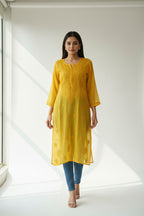 Souled Georgette Chikankari Kurta With Inner Slip