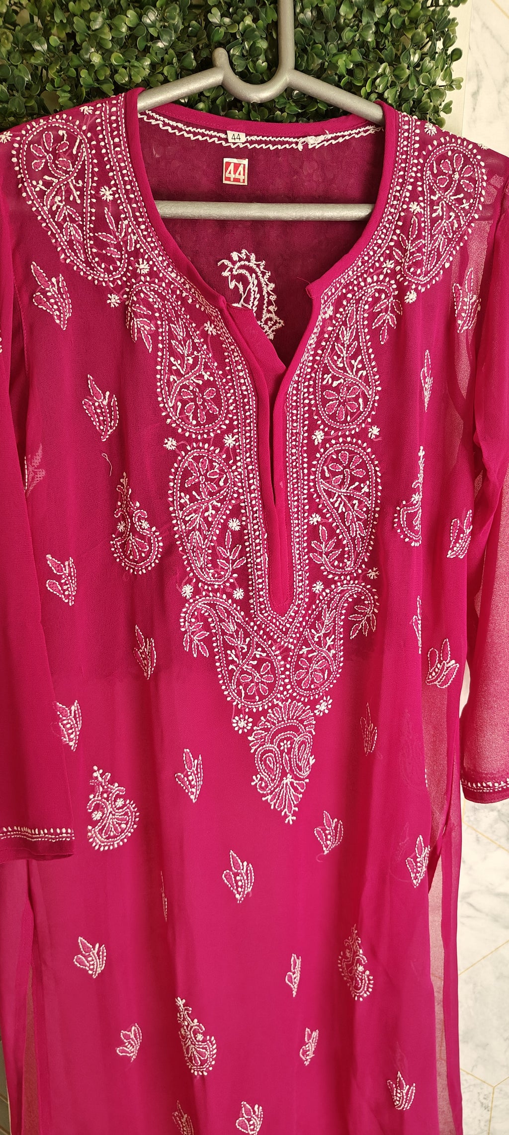 Souled Georgette Chikankari Straight Kurta with Inner Slip