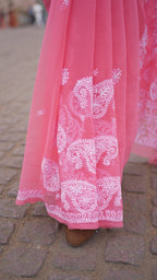 Georgette Chikankari Saree with Intricate Pallu Work